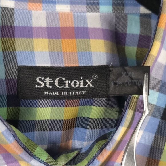 St. CROIX MADE IN ITALY 🇮🇹 Multicolor Plaid Long Sleeve Button Down Shirt XXL‎ - Picture 4 of 10